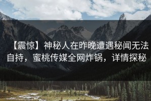 【震惊】神秘人在昨晚遭遇秘闻无法自持，蜜桃传媒全网炸锅，详情探秘