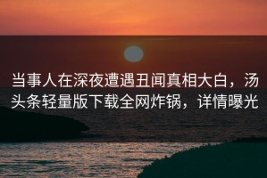 当事人在深夜遭遇丑闻真相大白，汤头条轻量版下载全网炸锅，详情曝光