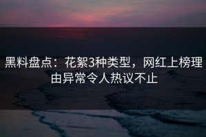 黑料盘点：花絮3种类型，网红上榜理由异常令人热议不止