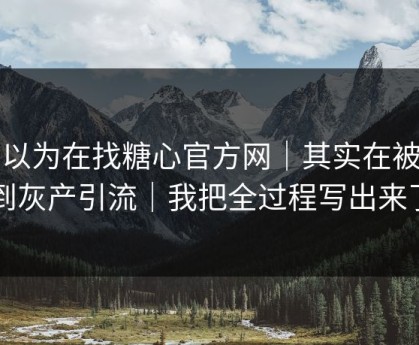 你以为在找糖心官方网｜其实在被引到灰产引流｜我把全过程写出来了