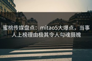 蜜桃传媒盘点：mitao5大爆点，当事人上榜理由极其令人勾魂摄魄