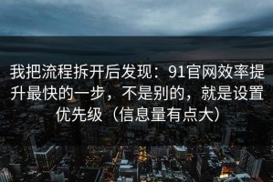 我把流程拆开后发现：91官网效率提升最快的一步，不是别的，就是设置优先级（信息量有点大）
