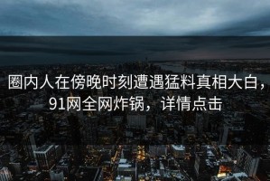 圈内人在傍晚时刻遭遇猛料真相大白，91网全网炸锅，详情点击