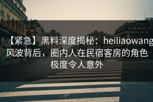 【紧急】黑料深度揭秘：heiliaowang风波背后，圈内人在民宿客房的角色极度令人意外