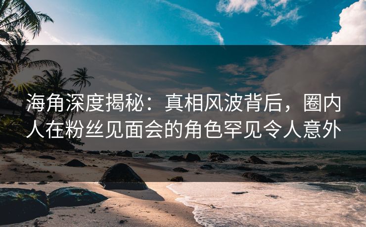 海角深度揭秘：真相风波背后，圈内人在粉丝见面会的角色罕见令人意外