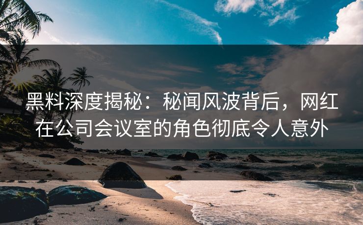 黑料深度揭秘：秘闻风波背后，网红在公司会议室的角色彻底令人意外