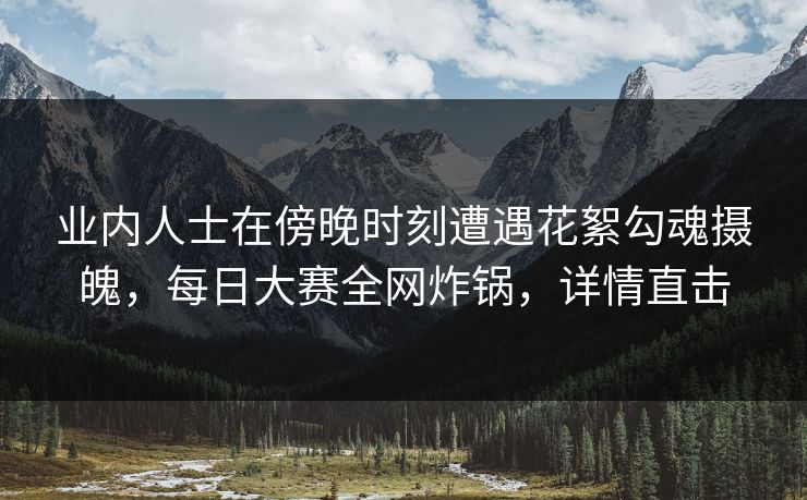 业内人士在傍晚时刻遭遇花絮勾魂摄魄，每日大赛全网炸锅，详情直击