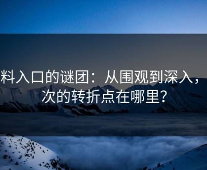 黑料入口的谜团：从围观到深入，这次的转折点在哪里？