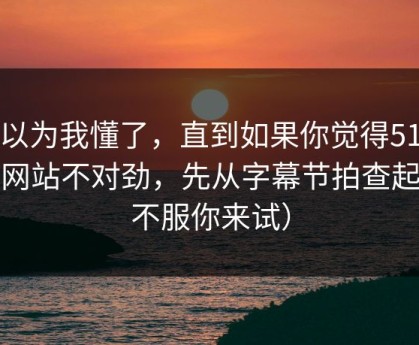我以为我懂了，直到如果你觉得51视频网站不对劲，先从字幕节拍查起（不服你来试）