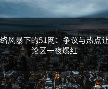 网络风暴下的51网：争议与热点让评论区一夜爆红