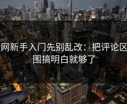 51网新手入门先别乱改：把评论区氛围搞明白就够了