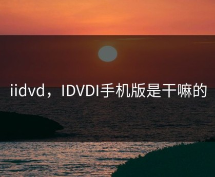 iidvd，IDVDI手机版是干嘛的
