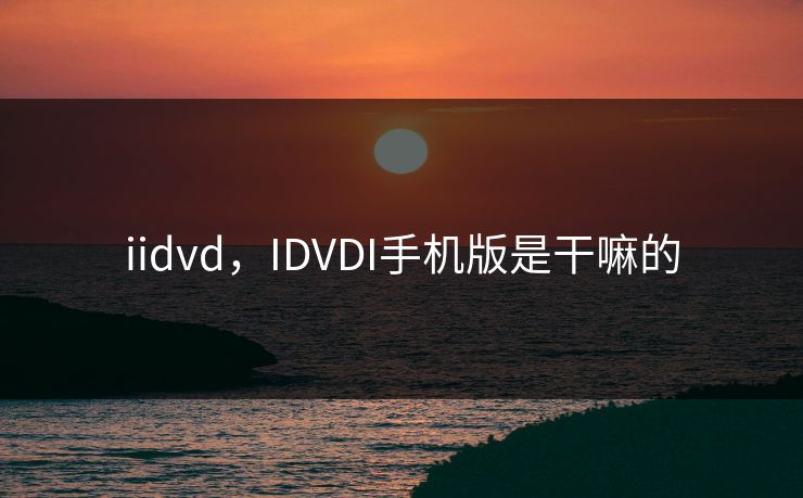iidvd,IDVDI手机版是干嘛的 iidvd,IDVDI手机版是干嘛的